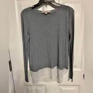 Loft women’s M long sleeve T black & white striped
